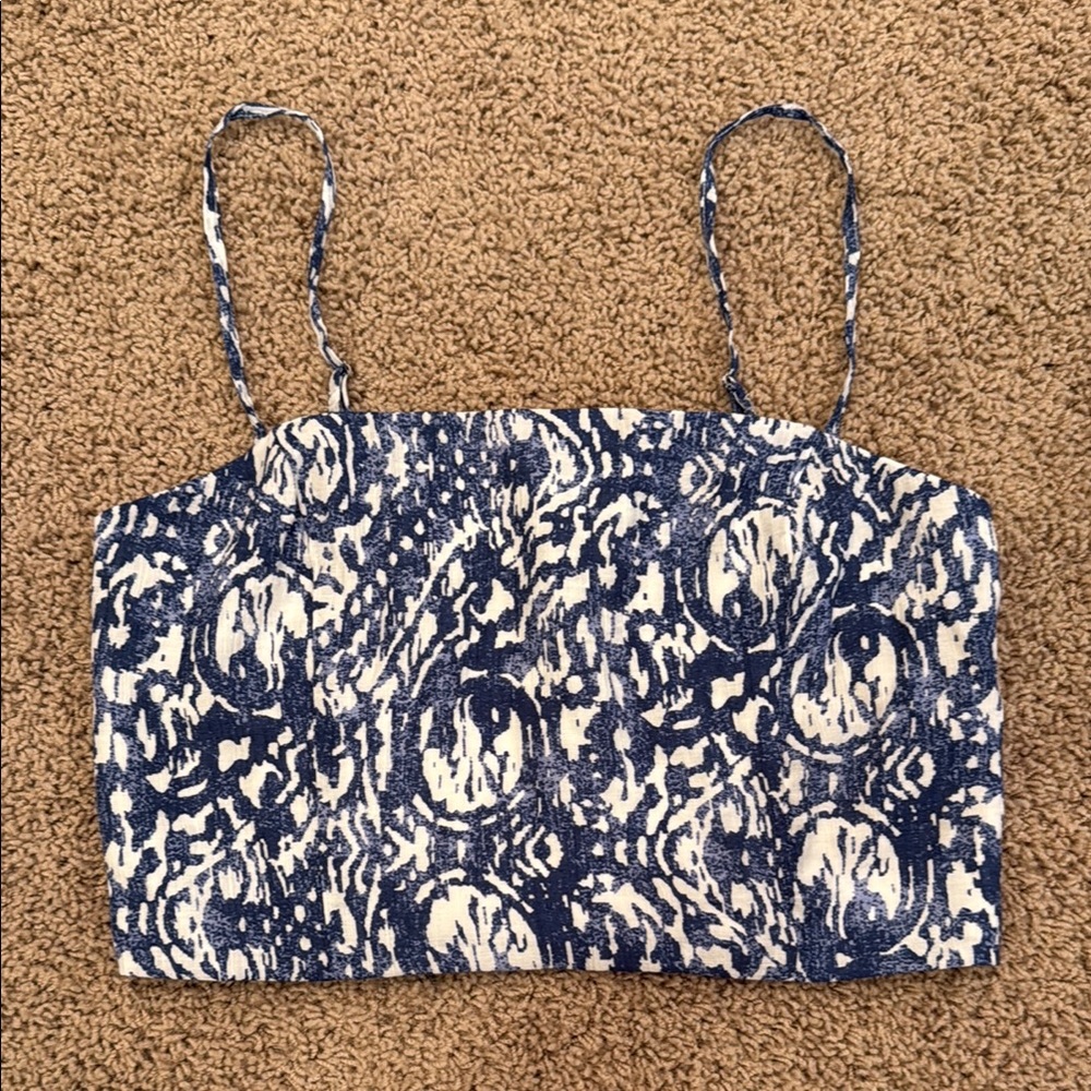 ABERCROMBIE & FITCH Women’s Blue Crinkle Strap Crop Top NWT